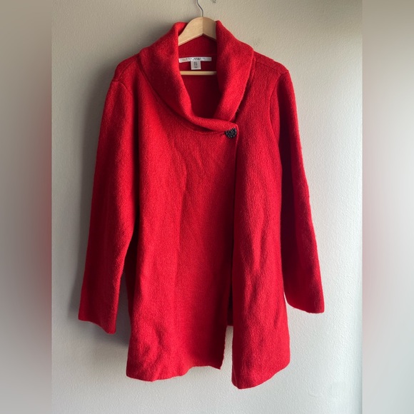 Max Studio Sweaters - Max Studio Women Wool Red Cardigan Size 1XL